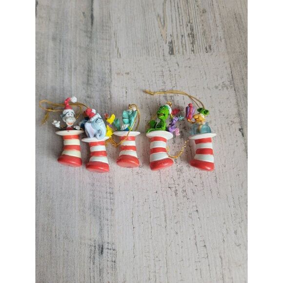 Dr Seuss book characters cat hat Horton Grinch ornament Xmas - Picture 1 of 9